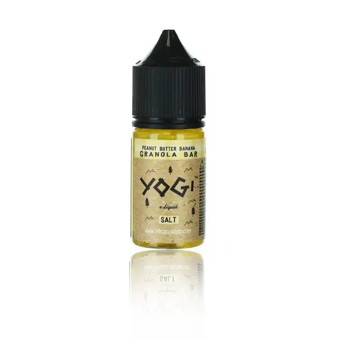 Bottle of Yogi brand e-liquid or vape juice with a yellow-tinted liquid inside.