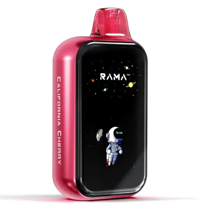 Pink electronic vaping device with a screen displaying a space-themed image.