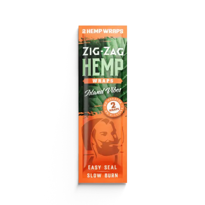 Package of Zig-Zag brand hemp wraps in ’Island Vibes’ flavor.